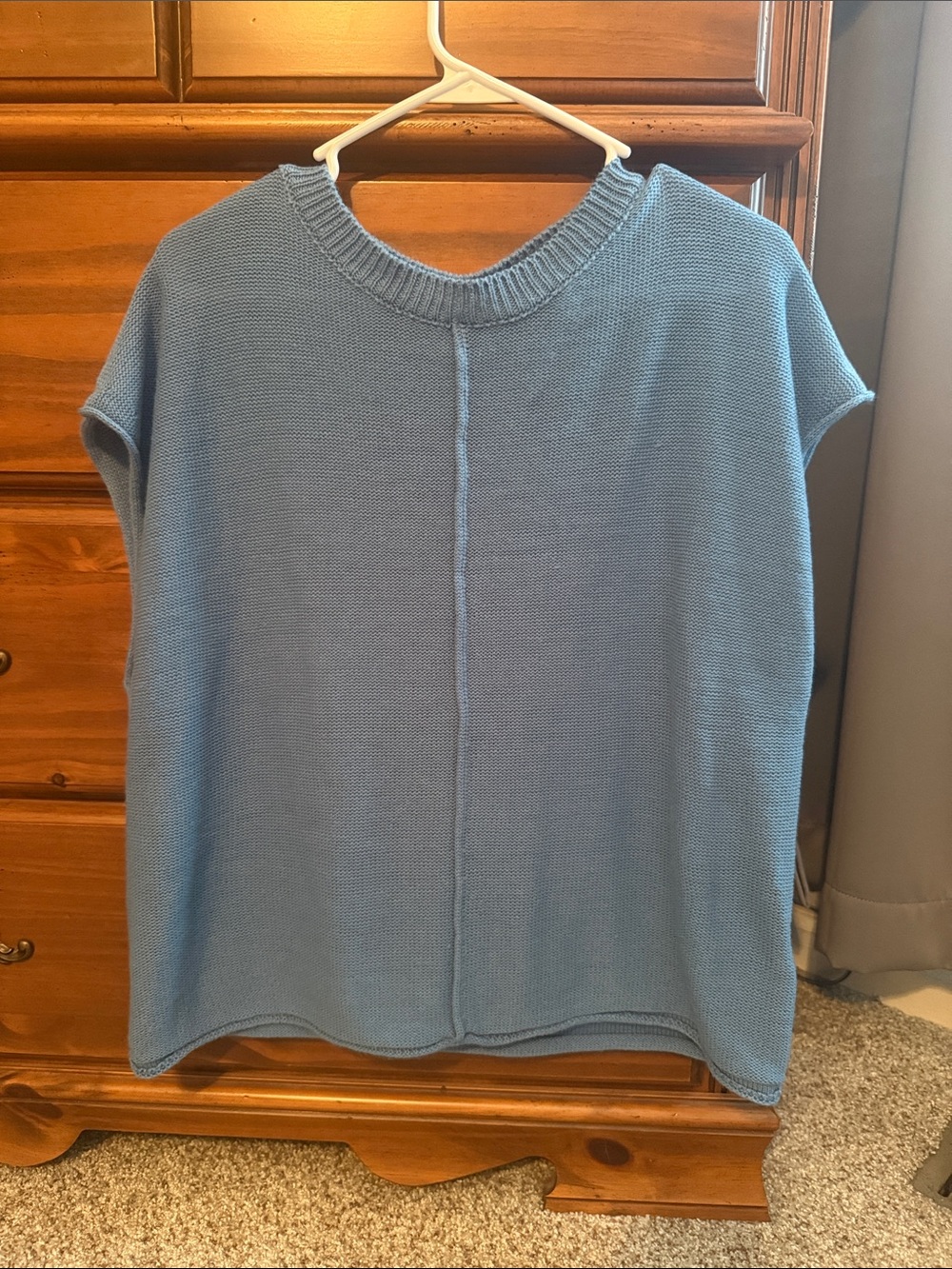 SHEIN Light Blue Knit Cap Sleeve Sweater Top